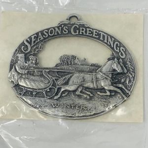 Downs Collectors Showcase Firt Edition SEASONS GREETINGS Ornament Pewter NEW